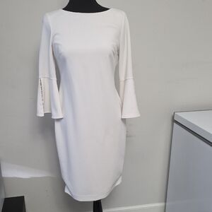 Elegant White Bell Sleeve Dress